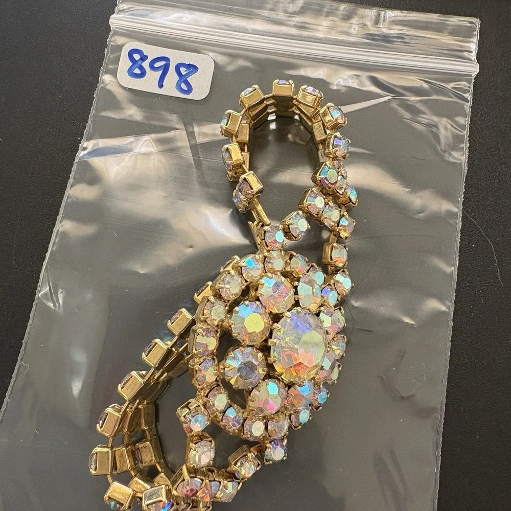 Vintage Pink AB Rhinestone Bracelet Chunky Gorgeous 7